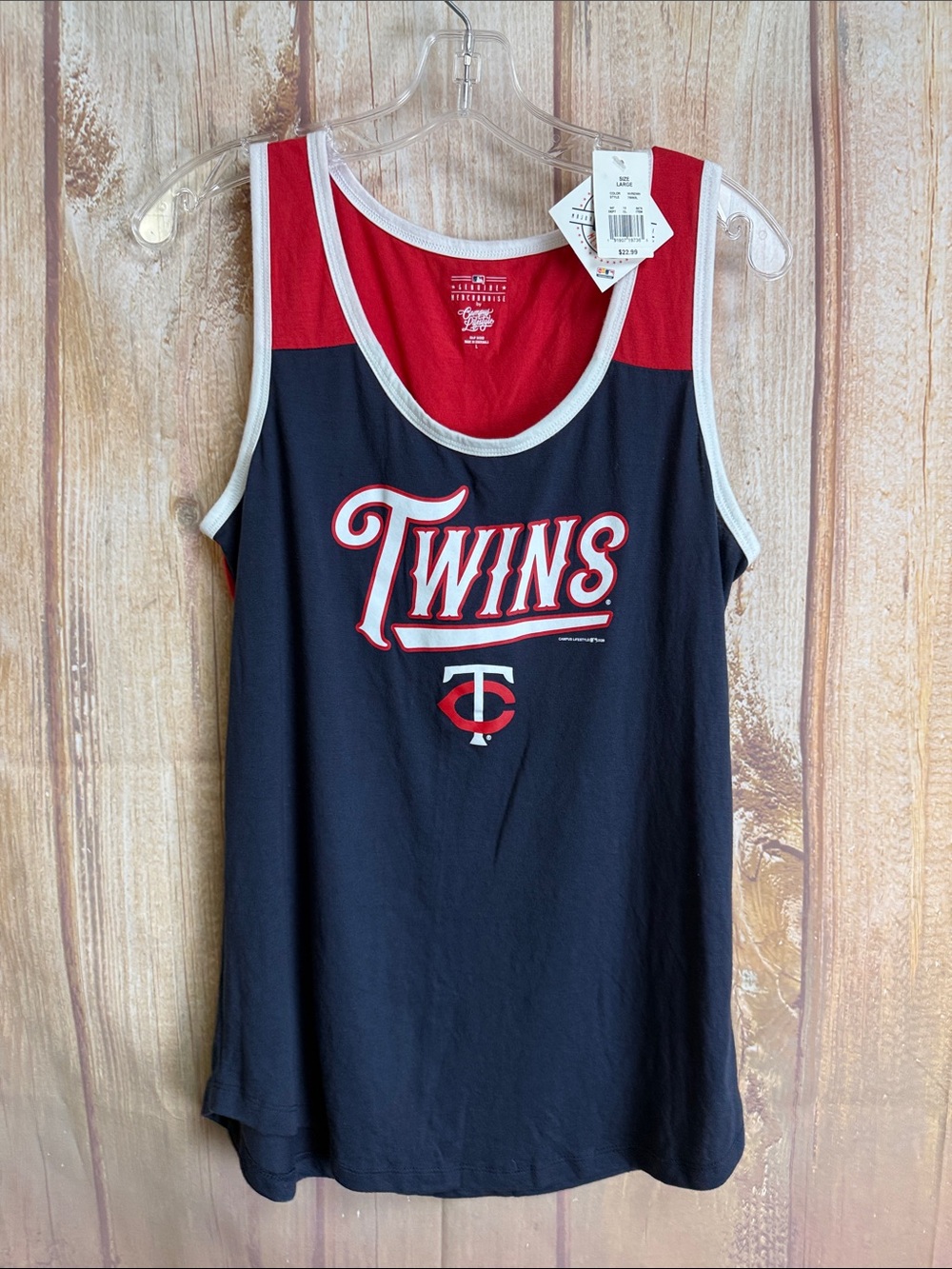 NWT Twins MLB Campus Lifestyle Tank Top in Navy and Red Sizes XS & L